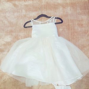 Silk, Tulle and Pearl dress in white  for 3-4 year old girls.